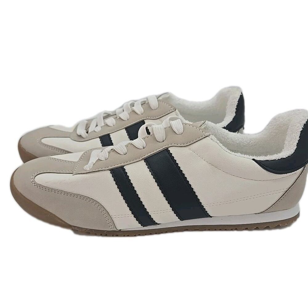 Dolce Vita Rascal Retro Sneakers Cream Black Stripes Sz 8.5 Terry Insoles NEW
